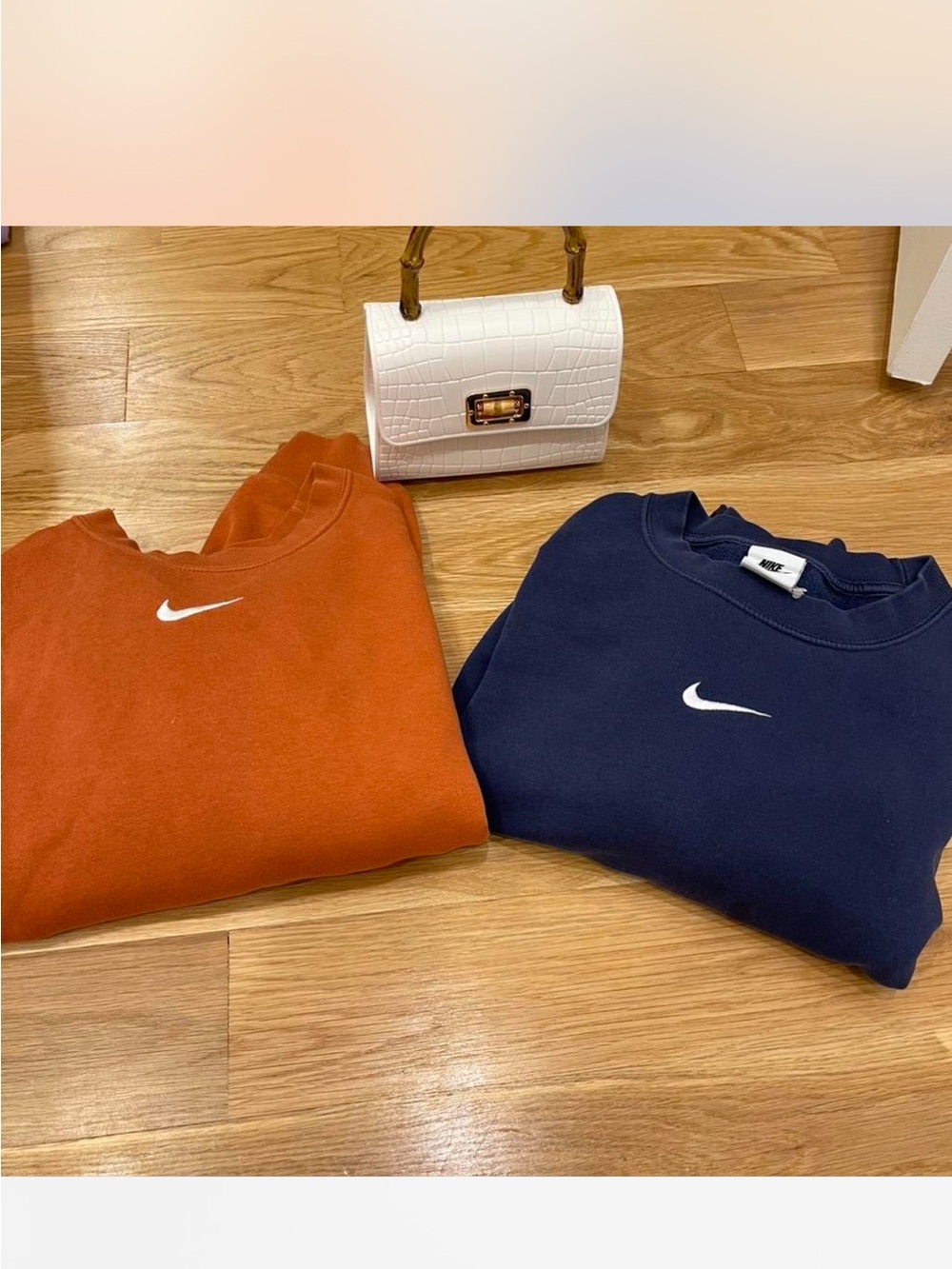Nike Women’s Crewneck Sweatshirt - Navy & Rust Orange